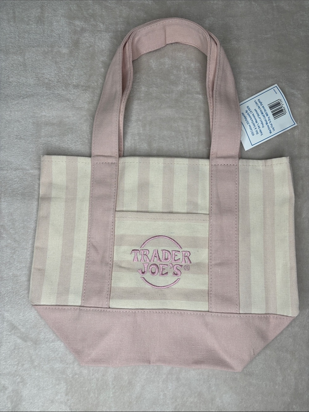 Trader Joe’s Lavender/Baby Pink Mini Striped Tote Bag - Picture 5 of 5